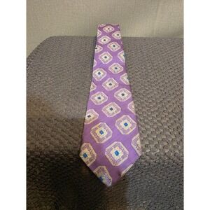 Rhodia Purple Geometric Diamond Woven Acetate Mens Necktie Classic Formal Tie